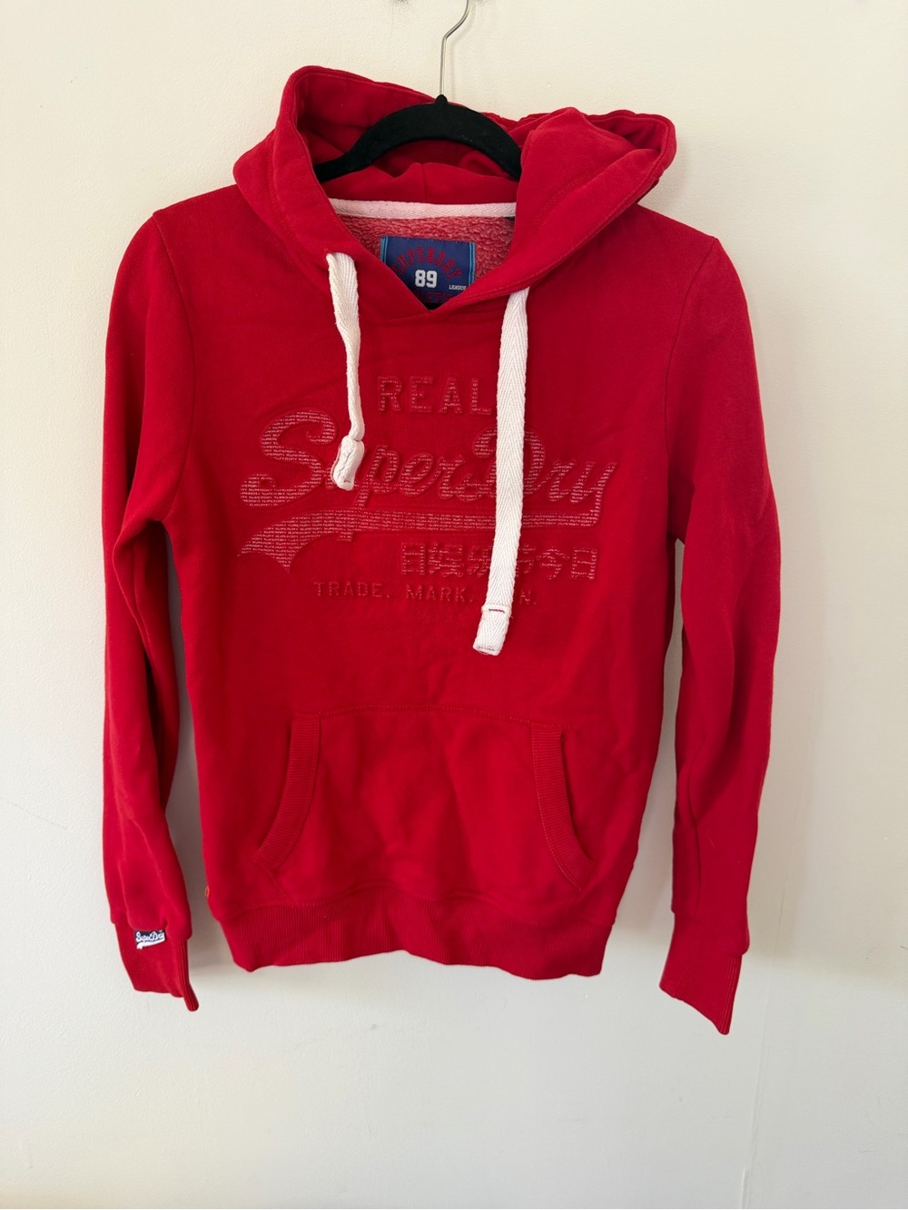 Superdry Red Pullover Hoodie with White Drawcords